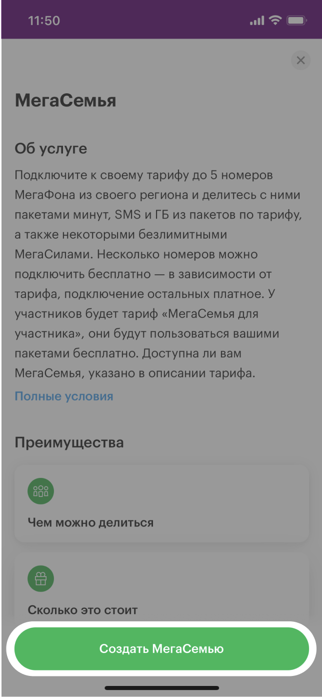 МегаСемья услуга от МегаФона: описание, условия подключения Иркутская  область